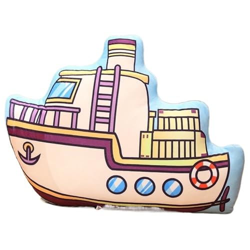 JIIENO Schiff Plüsch, Süßes Sofakissen Kreatives Weiches Dekokissen Dampfschiff Plüschtier Für Kinder Geburtstagsgeschenke（45cm） von JIIENO