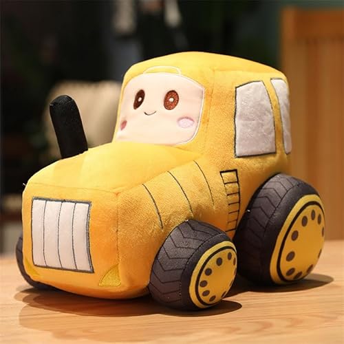 JIIENO Wurfkissen Plüsch Traktor, Traktor Plüschkissen, Traktor Stofftier Kissen, Traktor Plüschtiere, Tractor Themed Pillow, Traktor Auto Plüschkissen, Tractor Plush Toy, Kinder（Gelb ） von JIIENO