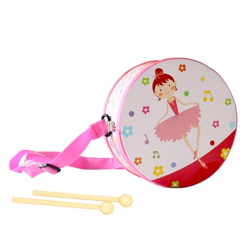 Kinder Holz Trommel Spielzeug mit Verstellbaren Riemen Und Drumsticks Musical Instrument Spielzeug für Kleinkind Jungen Mädchen Geschenk Rosa von JIIENO