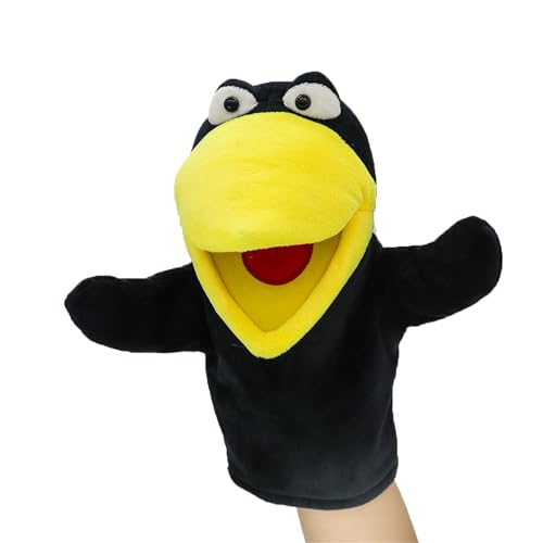 Krähe Handpuppe Kuscheltier Tier Rabe Kawaii Niedliches Rollenspiel interaktives Früherziehungsspielzeug für Kinder Geschenk für Kinder perfekt für Puppentheater von JIIENO