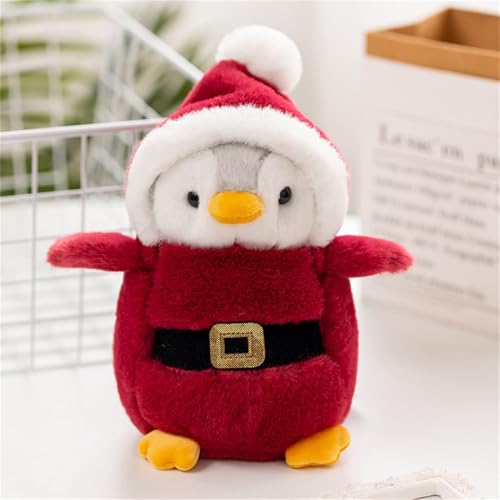 Pinguin Stofftier Plüschtier, Kuscheltier Plüschpuppen Pinguin, 20cm Stofftier Schmusetier Geschenk für Jungen Mädchen Babys (Weihnachtsmann) von JIIENO