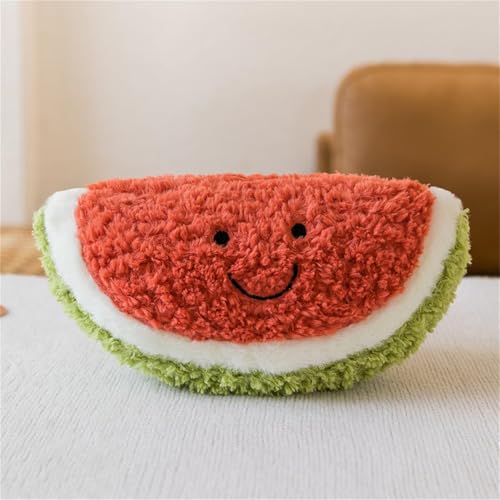 Plüschtier Stofftier Obst Plüschtier Plüschkissen Spielzeug, Kissen Puppe Wurfkissen, Schmusetier Geschenk für Kinder Mädchen Jungen (25 cm,Wassermelone) von JIIENO