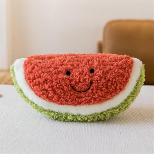 Plüschtier Stofftier Obst Plüschtier Plüschkissen Spielzeug, Kissen Puppe Wurfkissen, Schmusetier Geschenk für Kinder Mädchen Jungen (25 cm,Wassermelone) von JIIENO