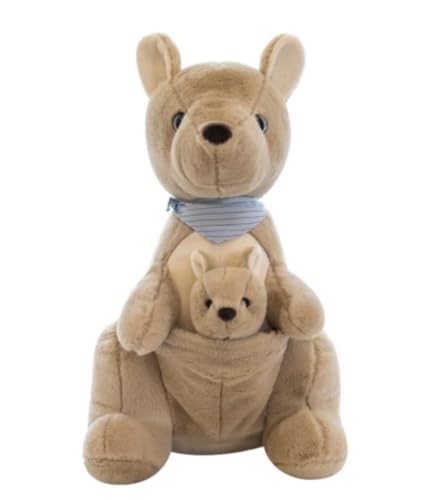 Tierspielzeug aus weichem Plüsch, Australien Känguru mit Schal, Mutter und Baby, Geschenk zum Geburtstag oder zu Weihnachten für Kinder, 25 cm (180 g) von JIIENO