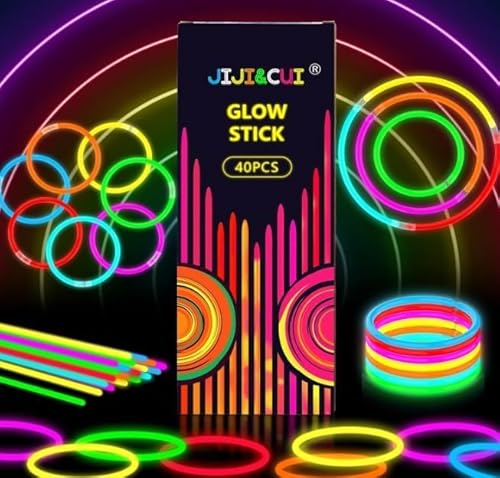 JIJI&CUI Super Bright 40 Knicklichter Set, Neon Leuchtstäbe Party Pack, Leuchtspielzeug für Kinder, Leuchtarmbänder, Neon-leuchtendes Dunkle Party Supplies JIJI&CUI Super Bright 40 Knicklichter Set, Neon Leuchtstäbe Party Pack, Leuchtspielzeug für Kinder, Leuchtarmbänder, Neon-leuchtendes Dunkle Party Supplies von JIJI&CUI