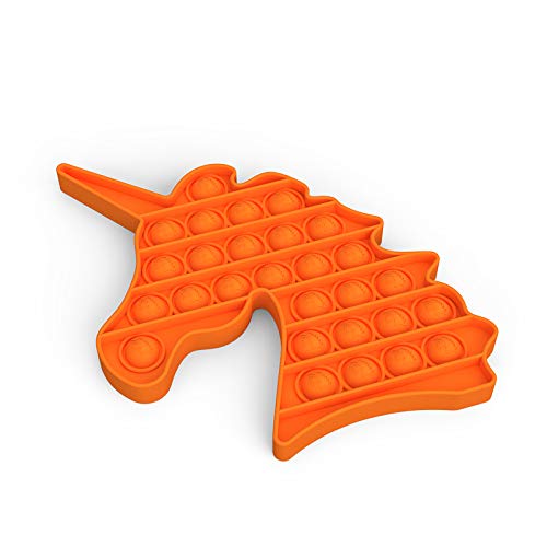 Pop It - Bubble Fidget Toy - Jeu antistress relaxant pour adultes et enfants (Forme: Licorne, Couleur: Orange) von JIM Fitness