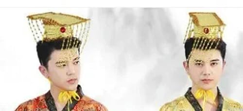 JIMINISO Antikes chinesisches Han-Dynastie-Kaiser-Kostüm, gelber Tang-Anzug, Kostüm, männliche Robe + Hut-Anzug, Kaiser, Cosplay, Bühnenkostüm von JIMINISO