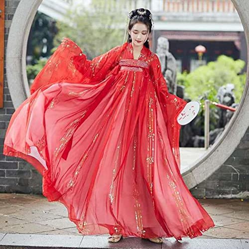 JIMINISO Große Übergröße Weibliche Hanfu Chinesische Prinzessin Kleid Frauen Fantasia Kimono Cardigan und Kleid Karneval Kostüm Outfit für Dame von JIMINISO