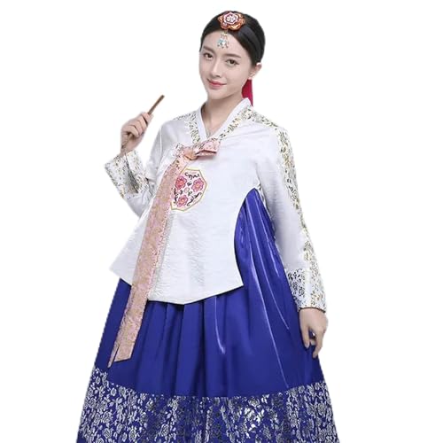 JIMINISO Mehrfarbiges traditionelles Hanbok-Kleid für Damen, Volksbühne, Cosplay, Prinzessin, Tanzkostüm, Palast, Party-Set von JIMINISO