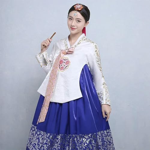 JIMINISO Mehrfarbiges traditionelles Hanbok-Kleid für Damen, Volksbühne, Cosplay, Prinzessin, Tanzkostüm, Palast, Party-Set von JIMINISO