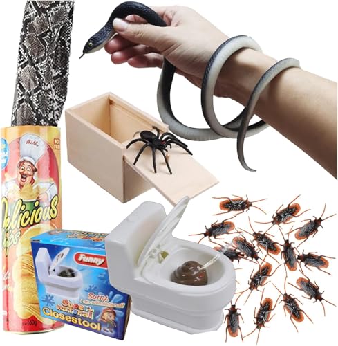 JIMITOP Prank Kit Funny Gag Gifts, Realistic Rubber Snakes Fake Roaches Surprise Spider Box for April Fools Day Halloween Party Decoration Adults Men JIMITOP Prank Kit Funny Gag Gifts, Realistic Rubber Snakes Fake Roaches Surprise Spider Box for April Fools Day Halloween Party Decoration Adults Men von JIMITOP