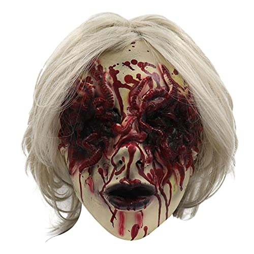 JINGLING 5 Pcs Hexe Cosplay Halloween Kopfbedeckung | Vampir-Vollkopfbedeckung aus Latex für Damen, Herren - Creepy Evil Halloween Cosplay Face Cover für Maskeraden von JINGLING