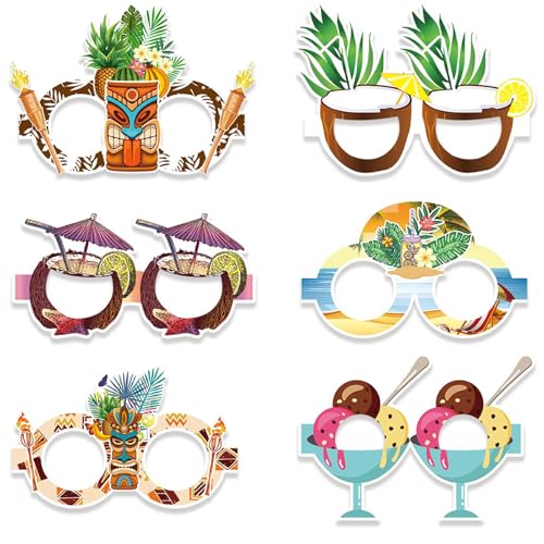 JINGLING Hawaiianische Party Sonnenbrille, lustige hawaiianische Sonnenbrille,6 Paar Papier hawaiianische tropische Brille - Lustige Kindergeschenke, Partyversorgungen für Kinder und Erwachsene, Pool JINGLING Hawaiianische Party Sonnenbrille, lustige hawaiianische Sonnenbrille,6 Paar Papier hawaiianische tropische Brille - Lustige Kindergeschenke, Partyversorgungen für Kinder und Erwachsene, Pool von JINGLING