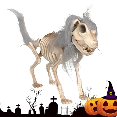 JINGLING Hundeskelett – Dekorative Tierfigur | Flexibles Skelett mit Borsten, Halloween-Dekoration für Garten, Tisch, vielseitig im Innen- und Außenbereich von JINGLING