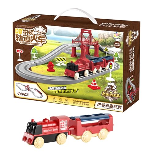 JINGLING Kindereisenbahn-Set, Eisenbahnspielzeug,Elektrische Züge - Eisenbahn-Spielset, Spielzeug für und Mädchen ab 3 Monaten, Eisenbahnbausätze mit Lokomotive, Eisenbahnwaggons und Gleisen JINGLING Kindereisenbahn-Set, Eisenbahnspielzeug,Elektrische Züge - Eisenbahn-Spielset, Spielzeug für und Mädchen ab 3 Monaten, Eisenbahnbausätze mit Lokomotive, Eisenbahnwaggons und Gleisen von JINGLING