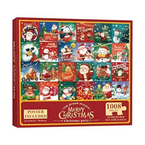 JINGLING Puzzle Countdown-Kalender, Puzzle, Weihnachts-Adventskalender, 1008 Teile – festliches Puzzle, interaktives Spielzeug für Eltern-Kind, für Arbeitszimmer, JINGLING Puzzle Countdown-Kalender, Puzzle, Weihnachts-Adventskalender, 1008 Teile – festliches Puzzle, interaktives Spielzeug für Eltern-Kind, für Arbeitszimmer, von JINGLING