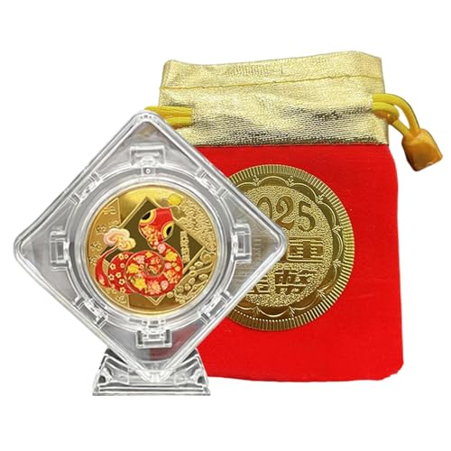JINGLING Schlangenmünze für Chinesisches Neujahr, 6.5 cm Jahr der Schlange 2025 Münze mit Beutel, Chinese Feng Shui Decoration, Gedenkmünze zum Jahr 2025 zum Sammeln JINGLING Schlangenmünze für Chinesisches Neujahr, 6.5 cm Jahr der Schlange 2025 Münze mit Beutel, Chinese Feng Shui Decoration, Gedenkmünze zum Jahr 2025 zum Sammeln von JINGLING
