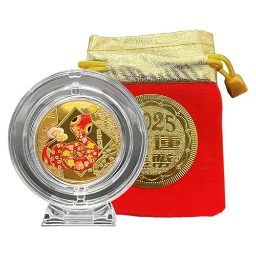 JINGLING Schlangenmünze für Chinesisches Neujahr, 6.5 cm Jahr der Schlange 2025 Münze mit Beutel, Chinese Feng Shui Decoration, Gedenkmünze zum Jahr 2025 zum Sammeln JINGLING Schlangenmünze für Chinesisches Neujahr, 6.5 cm Jahr der Schlange 2025 Münze mit Beutel, Chinese Feng Shui Decoration, Gedenkmünze zum Jahr 2025 zum Sammeln von JINGLING