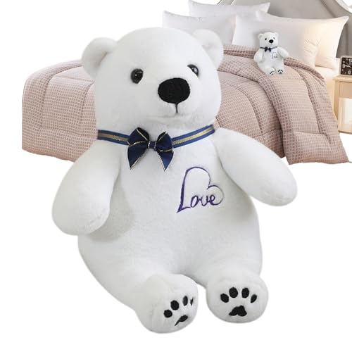 JINGLING Summen aus Plüsch, weiches Eisbär-Plüschtier | Bären-Plüschtiere, lustig, 9,45 Zoll, niedlich, Plüschtiere, mit Bogen zum Kuscheln von Kindern, ein Begleiter JINGLING Summen aus Plüsch, weiches Eisbär-Plüschtier | Bären-Plüschtiere, lustig, 9,45 Zoll, niedlich, Plüschtiere, mit Bogen zum Kuscheln von Kindern, ein Begleiter von JINGLING