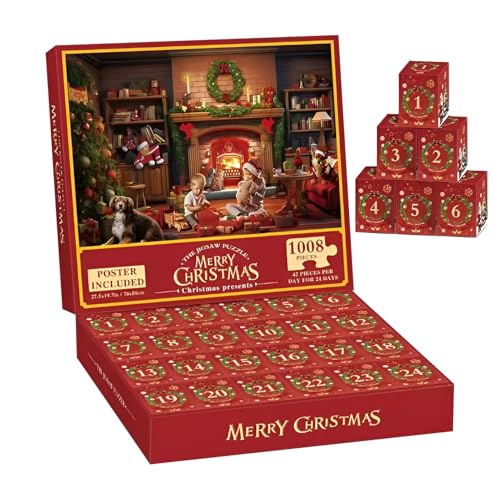 JINGLING Weihnachts-Countdown-Puzzle, Puzzle-Spielzeug mit Countdown-Kalender, 1008 Teile, festliches Puzzle, interaktives Spielzeug für Eltern und Kinder JINGLING Weihnachts-Countdown-Puzzle, Puzzle-Spielzeug mit Countdown-Kalender, 1008 Teile, festliches Puzzle, interaktives Spielzeug für Eltern und Kinder von JINGLING