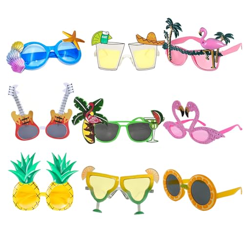 9 Paar Party Sonnenbrille Lustig Hawaii Party Deko,Party Gadgets Hässliche Sonnenbrille Fotobox Accessoires Sommerparty,Sonnenbrille Poolparty Mallorca Beach Party Deko Verrückte Sonnenbrille von JINGTOPS