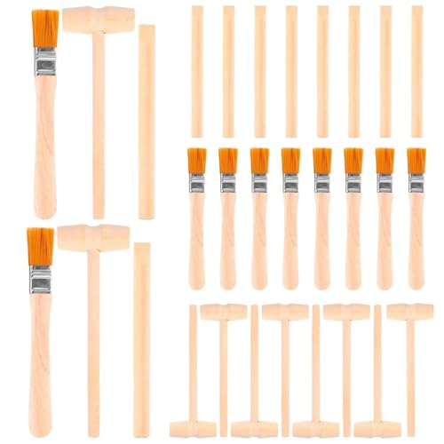 JINJUMEI 10 Sets Holz-Grabwerkzeuge Für Kinder, Ausgrabungswerkzeug-Set Für Kinder, Holz-Grabhammer Und Meißelpinsel-Set, Edelsteine Archäologisches Ausgrabungswerkzeug von JINJUMEI