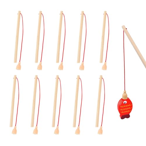 JINJUMEI 10 Stücke Hölzerne Magnetische Angelrute Angelrute Aus Holz, Magnetisches Fischereispiel Angeln Kinder Spielzeug mit Magnet für Jungen und Mädchen JINJUMEI 10 Stücke Hölzerne Magnetische Angelrute Angelrute Aus Holz, Magnetisches Fischereispiel Angeln Kinder Spielzeug mit Magnet für Jungen und Mädchen von JINJUMEI