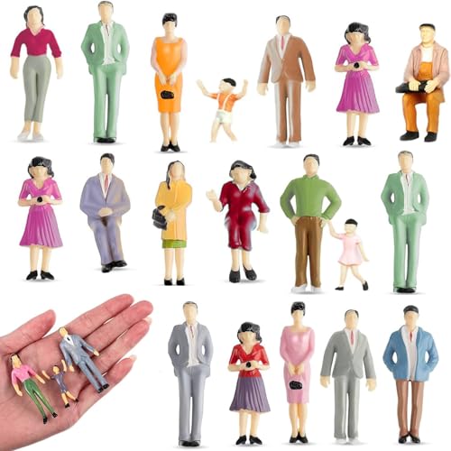 JINJUMEI 20 Stück Menschen Figuren im Maßstab 1:30, Miniaturfiguren Menschen Farbe Figuren, Bemalte Sitzende für Miniaturszenen, Zug, Eisenbahn, Sandtisc(Zufälliger Stil) von JINJUMEI