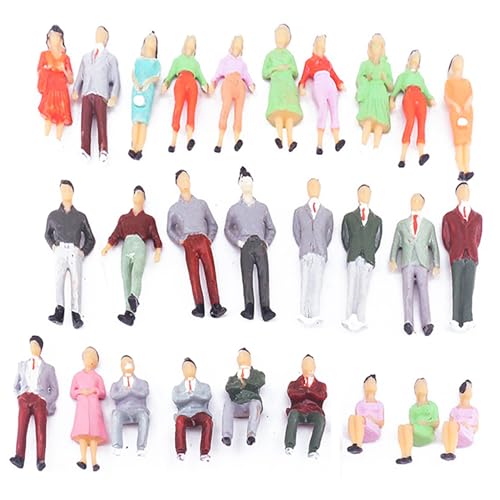 JINJUMEI 30 PCS Menschen Figuren im Maßstab 1:50, Miniaturfiguren Menschen Farbe Figuren, Winzige Puppenhaus Bemalte Stehende und Sitzende Spielfiguren für Modelleisenbahnen (Zufälliger Stil) von JINJUMEI