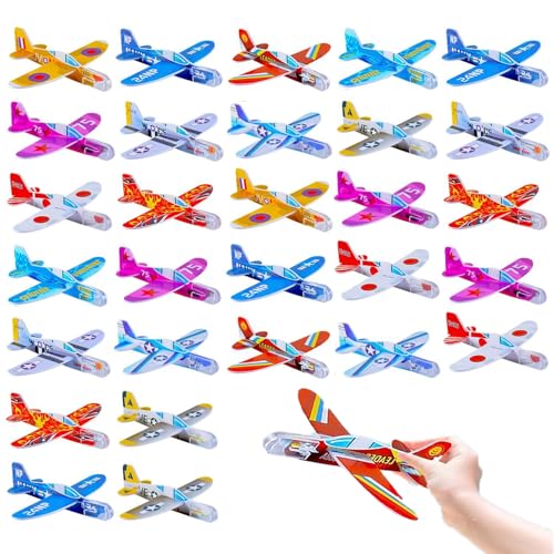 JINJUMEI 30 Stück Styroporflieger Kinder, Styroporflieger Flugzeuge Modell,Styropor Flieger für Kinder Klassiker, Mini Styropor Flugzeug für Kindergeburtstag Gastgeschenke (Zufällige Farbe) von JINJUMEI