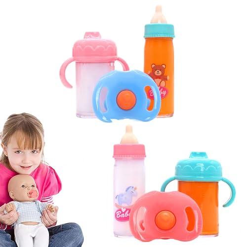 JINJUMEI 4 Stück Magische Flasche und 2 Stück Puppenschnuller, Baby Puppe Milchfläschchen mit Verschwindender Milch, Puppenzubehör, für Kinder ab 3 Jahren JINJUMEI 4 Stück Magische Flasche und 2 Stück Puppenschnuller, Baby Puppe Milchfläschchen mit Verschwindender Milch, Puppenzubehör, für Kinder ab 3 Jahren von JINJUMEI