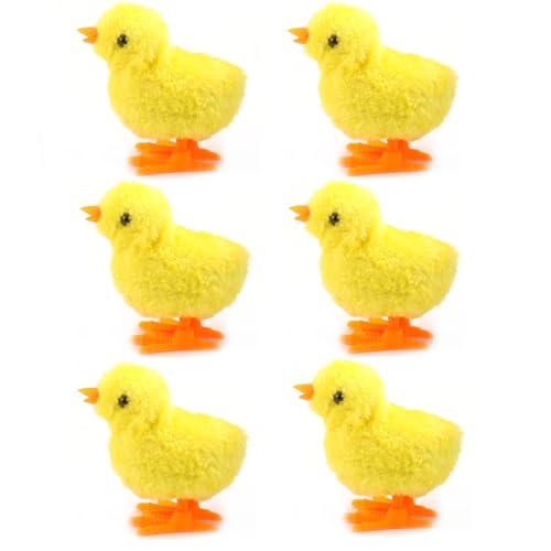 JINJUMEI 6 Stück Küken Deko Ostern Spielzeug, Ostern Aufzieh Huhn Spielzeug, Osterdeko Küken für Geschenk Tasche Osterkorb Füllstoffe Geburtstag Party Favor Junge Mädchen von JINJUMEI