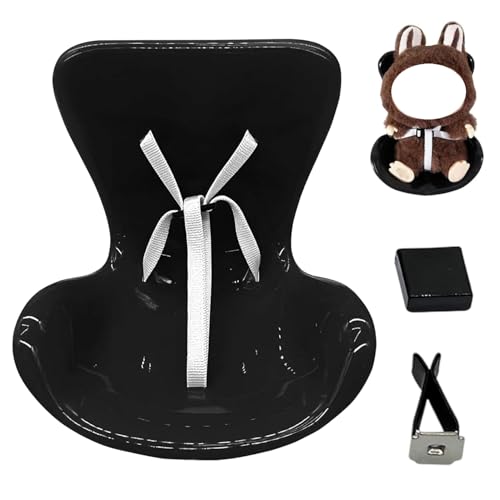 JINJUMEI Auto Puppen Sicherheitssitz, Puppen Have a seat, Puppen Sicherheitssitz für den Auto Innenraum, mit Sitz, Auto-Lüftungsschlitz-Clip, zur Präsentation von 10–17cm Spielzeug (schwarz) von JINJUMEI