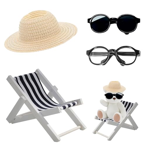 JINJUMEI Puppen Have a Seat, Dekoratives Puppen Zubehör, 4-Teiliges Set Mit Liegestuhl, Beigefarbener Strohhut und Schwarze Brille für Puppe Fans, Ideal Als Auto Deko und Geburtstagsgeschenk JINJUMEI Puppen Have a Seat, Dekoratives Puppen Zubehör, 4-Teiliges Set Mit Liegestuhl, Beigefarbener Strohhut und Schwarze Brille für Puppe Fans, Ideal Als Auto Deko und Geburtstagsgeschenk von JINJUMEI