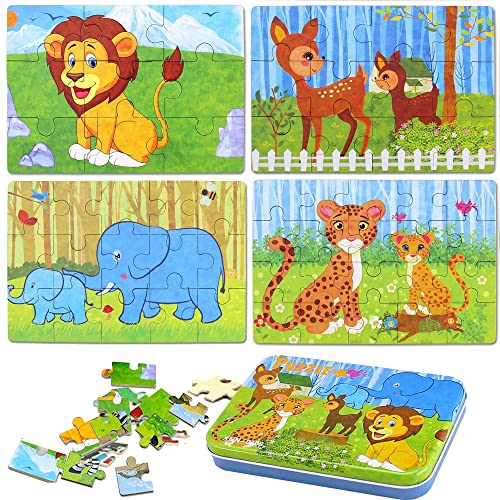 Puzzle-Spielzeug aus Holz für Kinder, Spielzeug Montessori Puzzle Kinder 2 3 4 Jahre Tiere Spielzeug aus Puzzle, perfektes Lernspielzeug für Jungen Mädchen ab 2 Jahren + (Dschungeltier-B) von JINLAIYUN