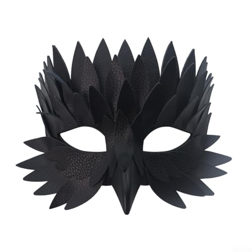 JINSBON Leichte Filz-Halbgesichtsmaske mit Vogelschnabelfeder-Design, für Halloween-Kostümpartys und Maskenbälle, verstellbare Passform für Komfort (gelb) von JINSBON