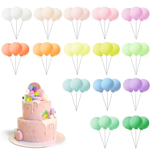 JINXIAN 48 Stück Tortendeko Kugeln Luftballons Bunt Kuchen Deko Mini Luftballons Wiederverwendbar DIY HeißLuftballon Deko für Hochzeit Jahrestag Geburtstagsfeier Babyparty von JINXIAN
