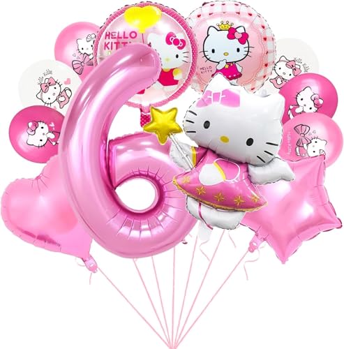 Kindergeburtstag Party Dekoration,Thema Party Ballon Dekoration,Geburtstag Luftballons Mädchen Folienballon Deko für Kinder (Rosa 6) von JIOLINK