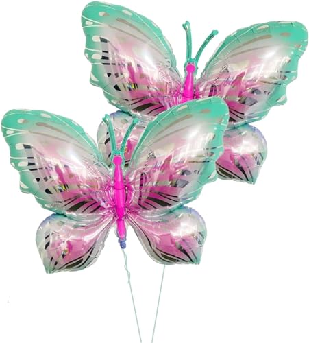 Schmetterling Luftballon, 2 Stück Helium Ballon Schmetterling Grün, Schmetterlinge Deko Geburtstag Mädchen, Schmetterling Geburtstag Deko für Themen Party Geburtstag Hochzeit Baby Shower (Grün) von JIOLINK