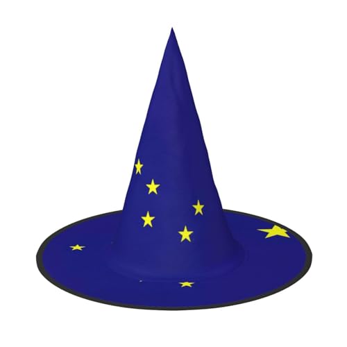 JIPOFD Alaska Staatsflagge Halloween Hexenkostüm Zubehör Spitzkappe Hexenhut Faltbare Halloween Hüte 2 Stück von JIPOFD