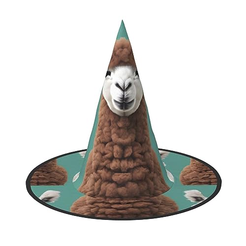 JIPOFD Alpaka Lama Halloween Hexenkostüm Zubehör Spitzkappe Hexenhut Faltbare Halloween Hüte 2 Stück von JIPOFD