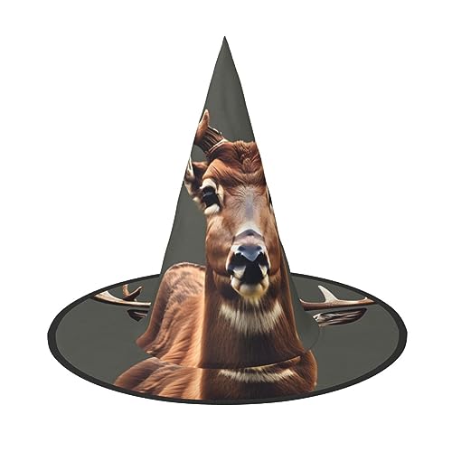 JIPOFD Beauty Deer Halloween Hexenkostüm Zubehör Spitzkappe Hexenhut Faltbare Halloween Hüte 2 Stück von JIPOFD