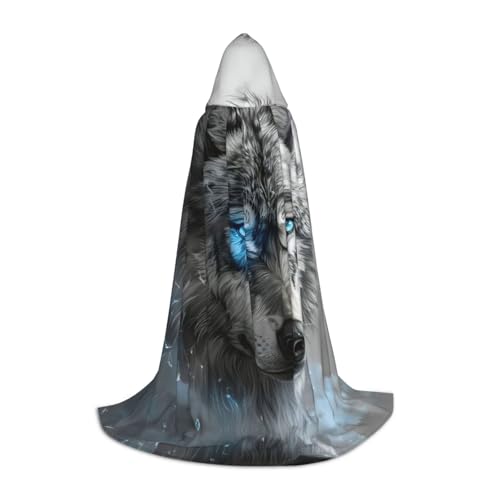 JIPOFD Blaue Augen Wolf Kapuzenumhang Langer Umhang für Halloween-Umhang Kostüme Kapuzenumhang Maskerade Kostüm JIPOFD Blaue Augen Wolf Kapuzenumhang Langer Umhang für Halloween-Umhang Kostüme Kapuzenumhang Maskerade Kostüm von JIPOFD
