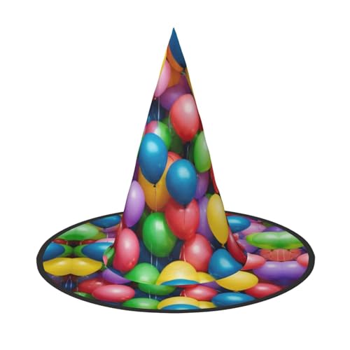 JIPOFD Bunte Luftballons, blauer Himmel, Halloween-Hexen-Kostüm, Zubehör, Spitzkappe, Hexenhut, faltbar, Halloween-Hüte, 2 Stück JIPOFD Bunte Luftballons, blauer Himmel, Halloween-Hexen-Kostüm, Zubehör, Spitzkappe, Hexenhut, faltbar, Halloween-Hüte, 2 Stück von JIPOFD