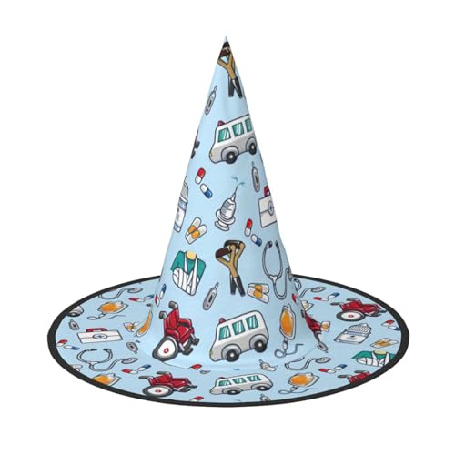 JIPOFD Cartoon Tools Halloween Hexe Kostüm Zubehör Spitzkappe Hexenhut Faltbare Halloween Hüte 2 Stück von JIPOFD