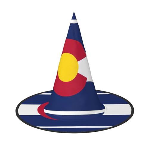 JIPOFD Colorado Staatsflagge Halloween Hexenkostüm Zubehör Spitzkappe Hexenhut Faltbare Halloween Hüte 2 Stück JIPOFD Colorado Staatsflagge Halloween Hexenkostüm Zubehör Spitzkappe Hexenhut Faltbare Halloween Hüte 2 Stück von JIPOFD