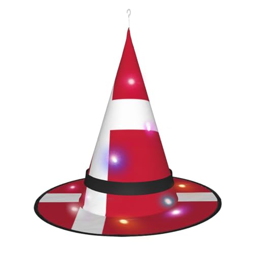 JIPOFD Dänische Flagge, Hexenhüte für Damen, für Halloween, Party, Maskerade, Cosplay, Kostüm, Zubehör und den täglichen Urlaub von JIPOFD