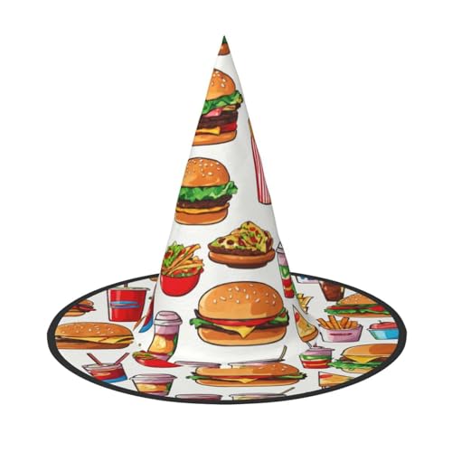 JIPOFD Fast Food Halloween Hexenkostüm Zubehör Spitzkappe Hexenhut Faltbare Halloween Hüte 2 Stück von JIPOFD