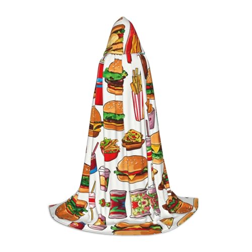 JIPOFD Fast-Food-Kapuzenumhang, langer Umhang für Halloween-Umhang, Kostüme, Kapuzenumhang, Maskerade, Kostüm von JIPOFD