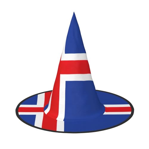 JIPOFD Flagge Islands Halloween Hexenkostüm Zubehör Spitzkappe Hexenhut Faltbare Halloween Hüte 2 Stück von JIPOFD